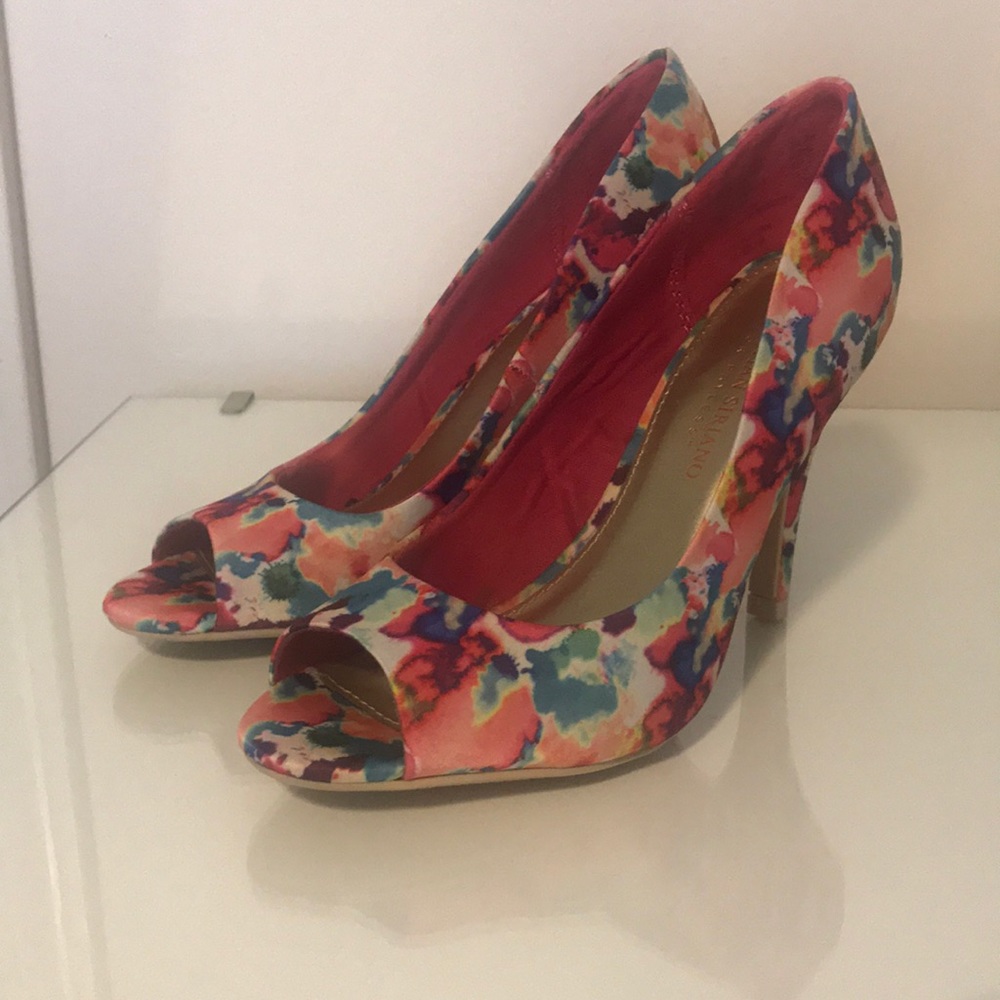 Fun Floral Peep Toe Heels